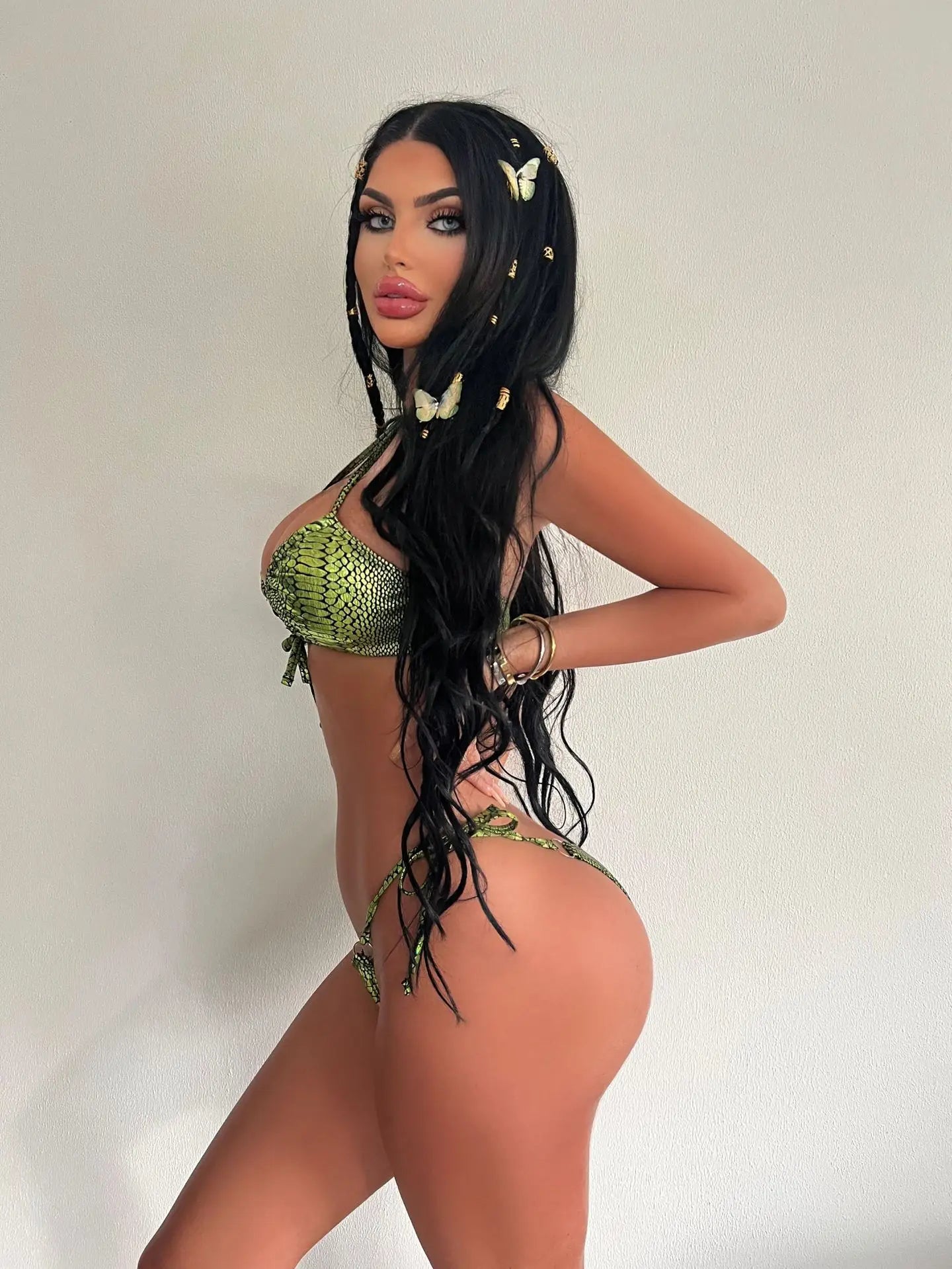 NEW 4 Colors Sexy Thong Bikini Women Green Snake Criss Cross Tie Up Micro Swimsuit Brazilian Bandage Beach Bathing Suit Swimwear