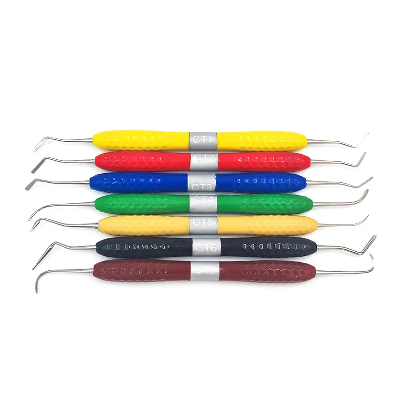 7PCS/SET Dental Resin Filler Set Plastic Dresser With Silicone Handle Aesthetic Restoration Kit for Resin Knife Spatula Tool