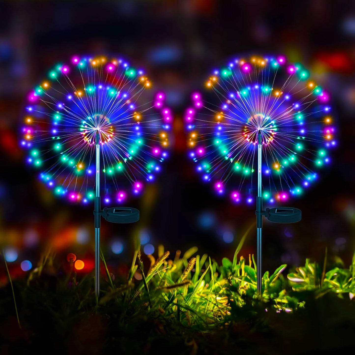 NEW Arrivals 2PCS Set 420 LED Solar Garden Firework Lights Outdoor Decor Street Solar Lamp for Pathway Patio Lawn Yard