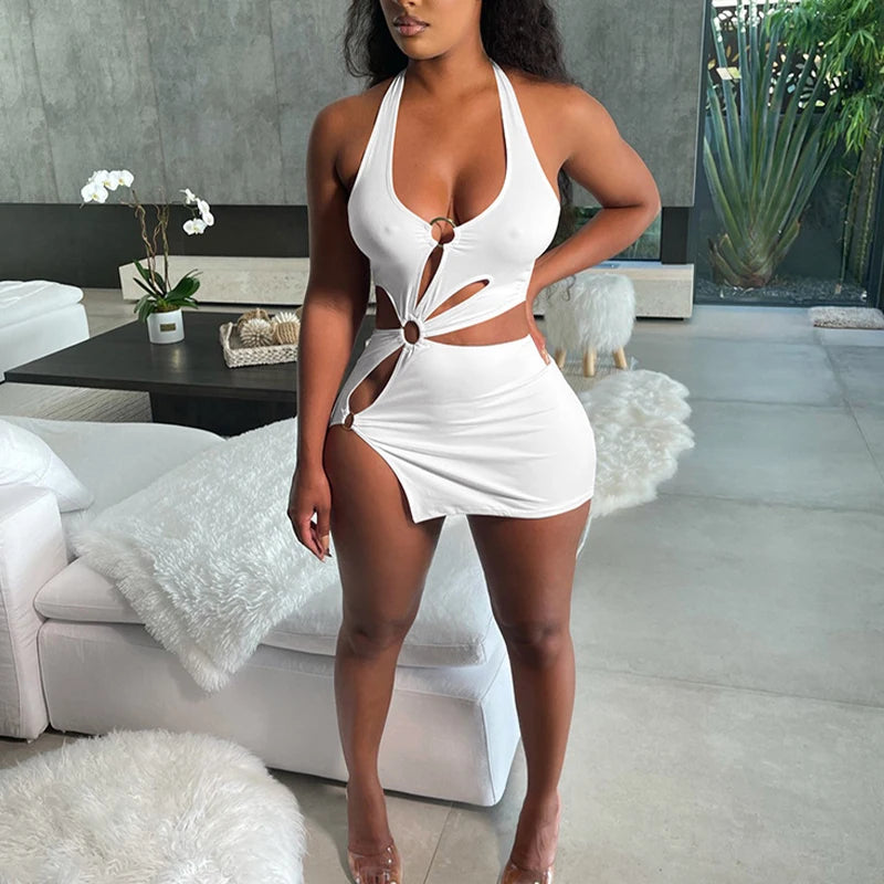 NEW Arrivals S-2XL 5 Colors Summer Dresses Woman 2026 High Street Stretch Slim Hollow Sexy Mini Bodycon Dress Elegant Sleeveless Night Club Beach Bar Party Sundress Girls Sexy Fashion Clothing Supplies