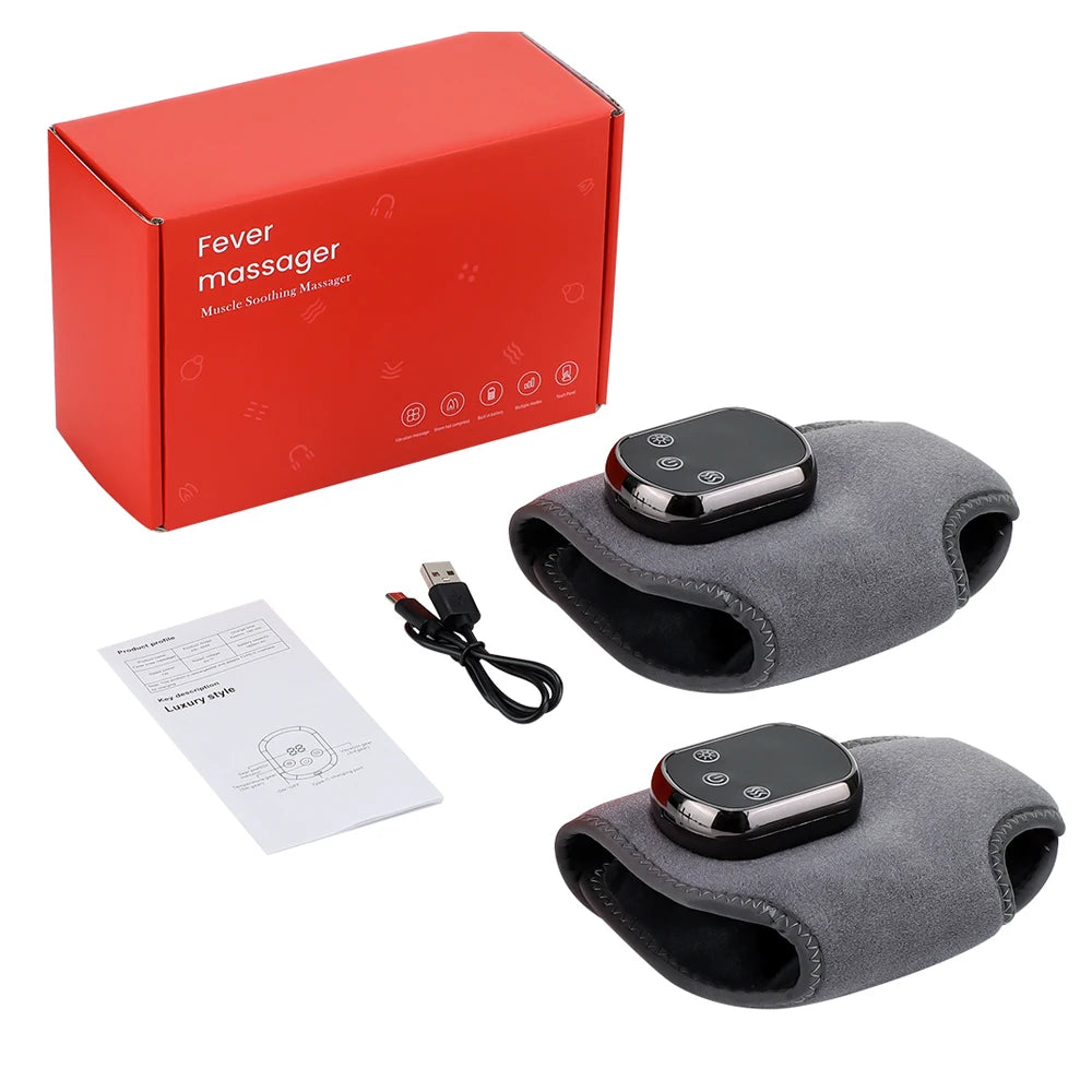 BRAND NEW 2PCS Set Electric Foot Ankle Massager Vibration Hot Compress Ankle Massage Brace Joint Sprain Protection Heating Pad Pain Relief Health Care Supplies