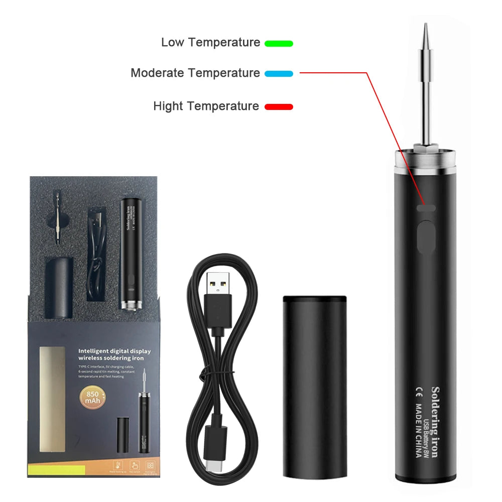 NEW Arrivals USB Soldering Iron Set Kit 5V 8W with Lithium Battery Portable Repair Welding Tools Electric Solder Iron Soldering Station Solder Wire