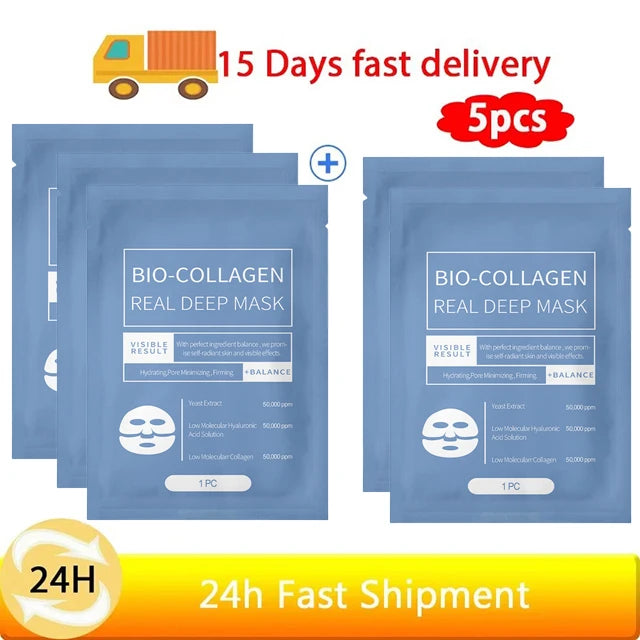 NEW Arrivals 5/10PCS Set Bio Collagen Face Deep Cleaning Mask Anti Wrinkle Fade Face Fine Line Lift Firm Skin Anti-Aging Brighten Skin Care Korean Cosmetics Products