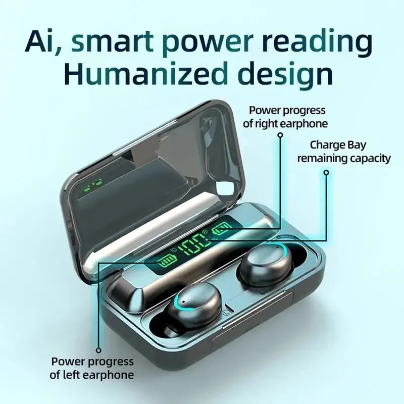 NEW Arrivals F9 Wireless Bluetooth Headphones TWS Waterproof Earbuds Earphones Digital Display Headset Large Capacity Charging Case