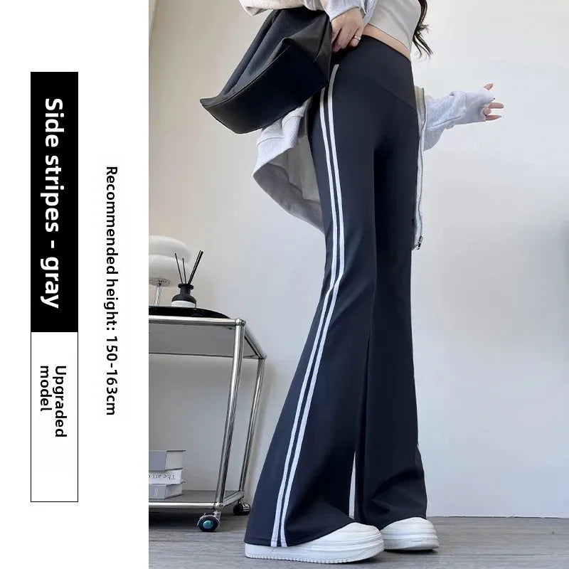 NEW Arrivals (M 50Kg- XL 80Kg) High Waist Stretchy Women's Fitness Yoga Pants Spring Autumn New Style Bell Bottom Abdomen Inning Butt Lifting Outdoor Running Fitness Gym Sports Wear
