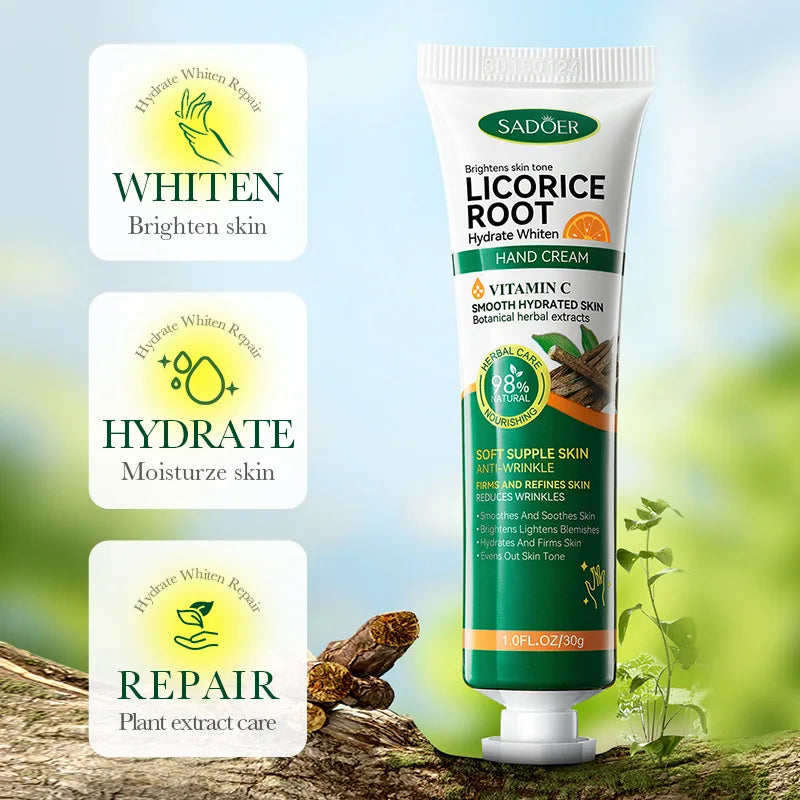 2PCS Set Korean Vitamin C Licorice Hand Cream Moisturizing Nourishing Brightening Hydrating Hands Korean Skin Care Products