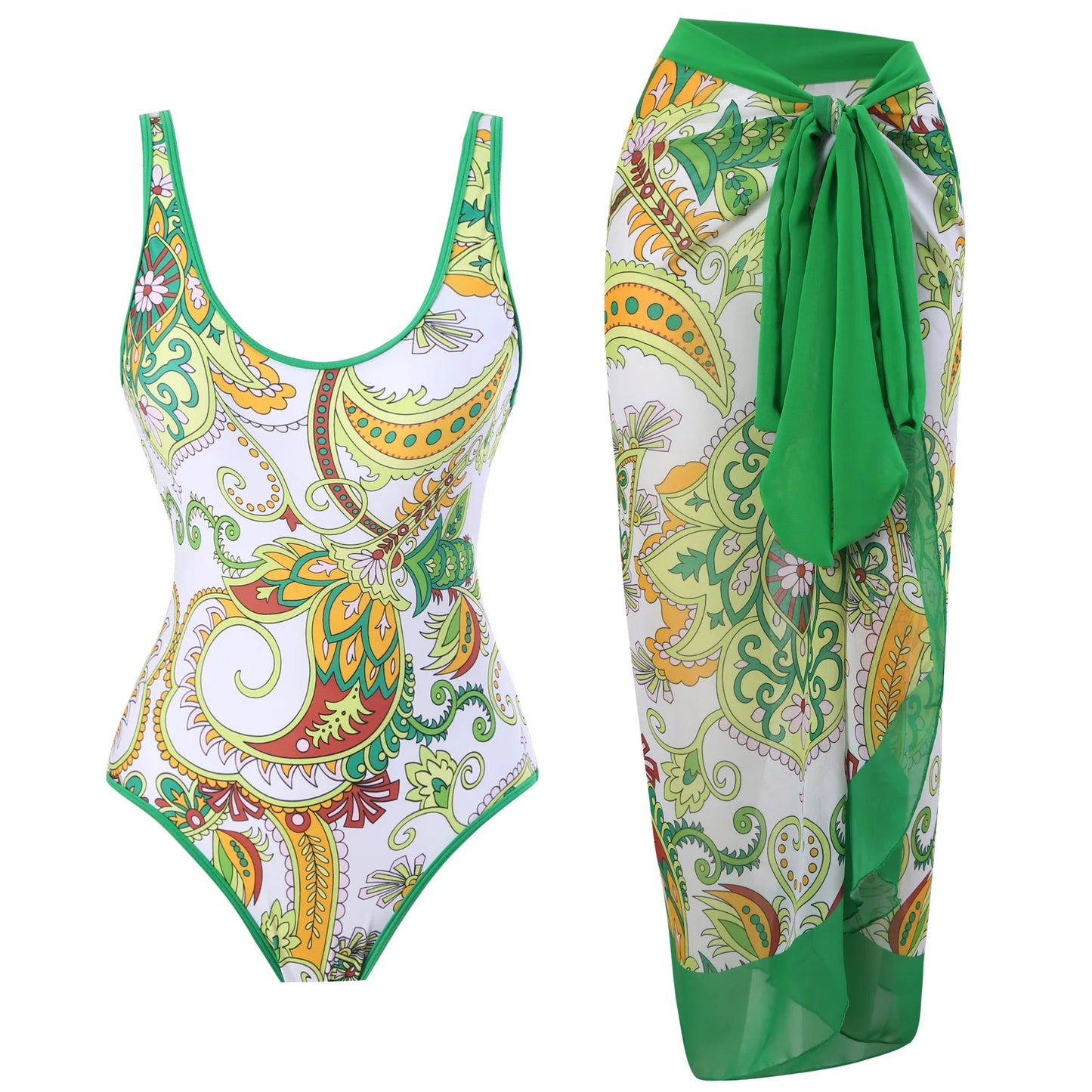 New Arrivals 2PCS Set Push Up Women Luxury Bikini Set Skirt Floral Bikinis Strappy Bandage Swimwear Brazilian Bikini Bathing Suit
