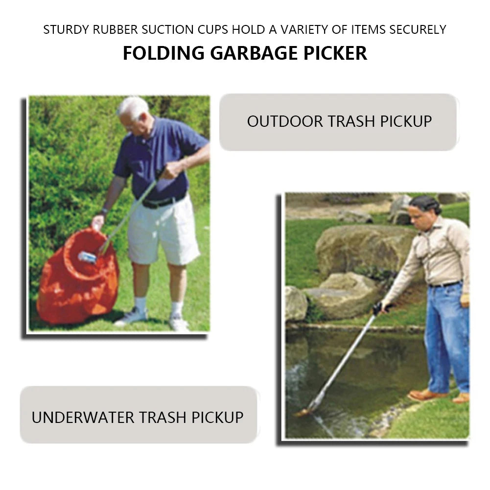3PCS Folding Garbage Picker Household Aluminum Alloy Trash Grabber Waste Leaves Pick Cleaning Up Clip Garden Cleaning Tool
