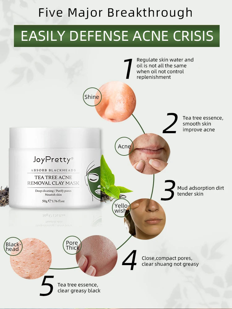 NEW Arrivals TEA Tree Facial Mask Oil Control Shrink Enlarged Pores Blackhead Remover Nourishing Face Clay Mask Korean Skin Care Supplies Home Ladies Beauty Salon SPA Products