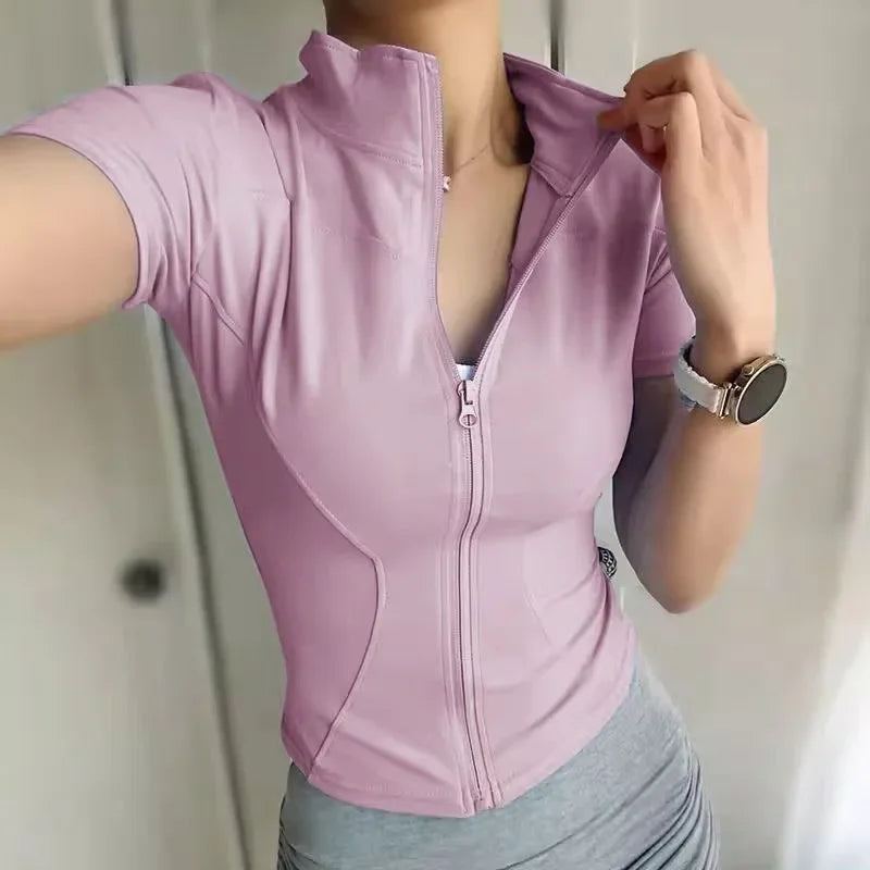 NEW 4 Colors Spring Summer New Style Women's Sport Jacket Fitness Running Cycling Outdoor Breathable Quick Dry Slim Fit Yoga Pilates Wear