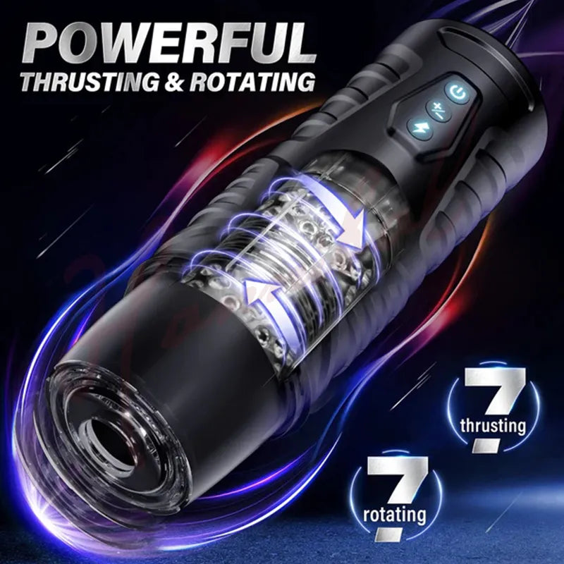 Adult Hannibal Automatic Male Masturbator 7 Thrusting Rotating Modes Mastubator Cup Electric Pocket Pussy For Penis Sex Toy For Men