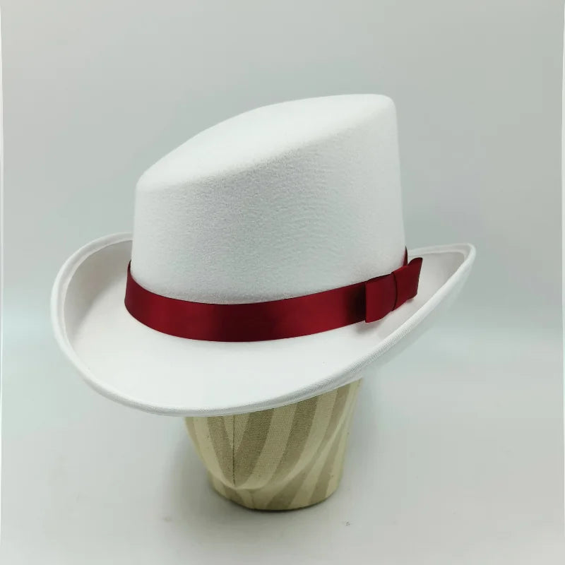 NEW Arrivals British President Men Luxury Top Hat Presidential High Hat British jazz Top Multi-Colors Hats Gentleman Evening Wedding Party Flat Felt Hat Formal Tuxedos Costume Apparel Accessories Male Luxury Fashion Clothing
