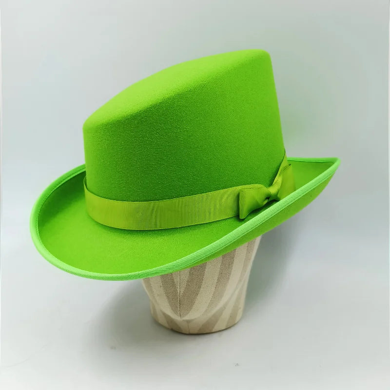 NEW Arrivals British President Men Luxury Top Hat Presidential High Hat British jazz Top Multi-Colors Hats Gentleman Evening Wedding Party Flat Felt Hat Formal Tuxedos Costume Apparel Accessories Male Luxury Fashion Clothing