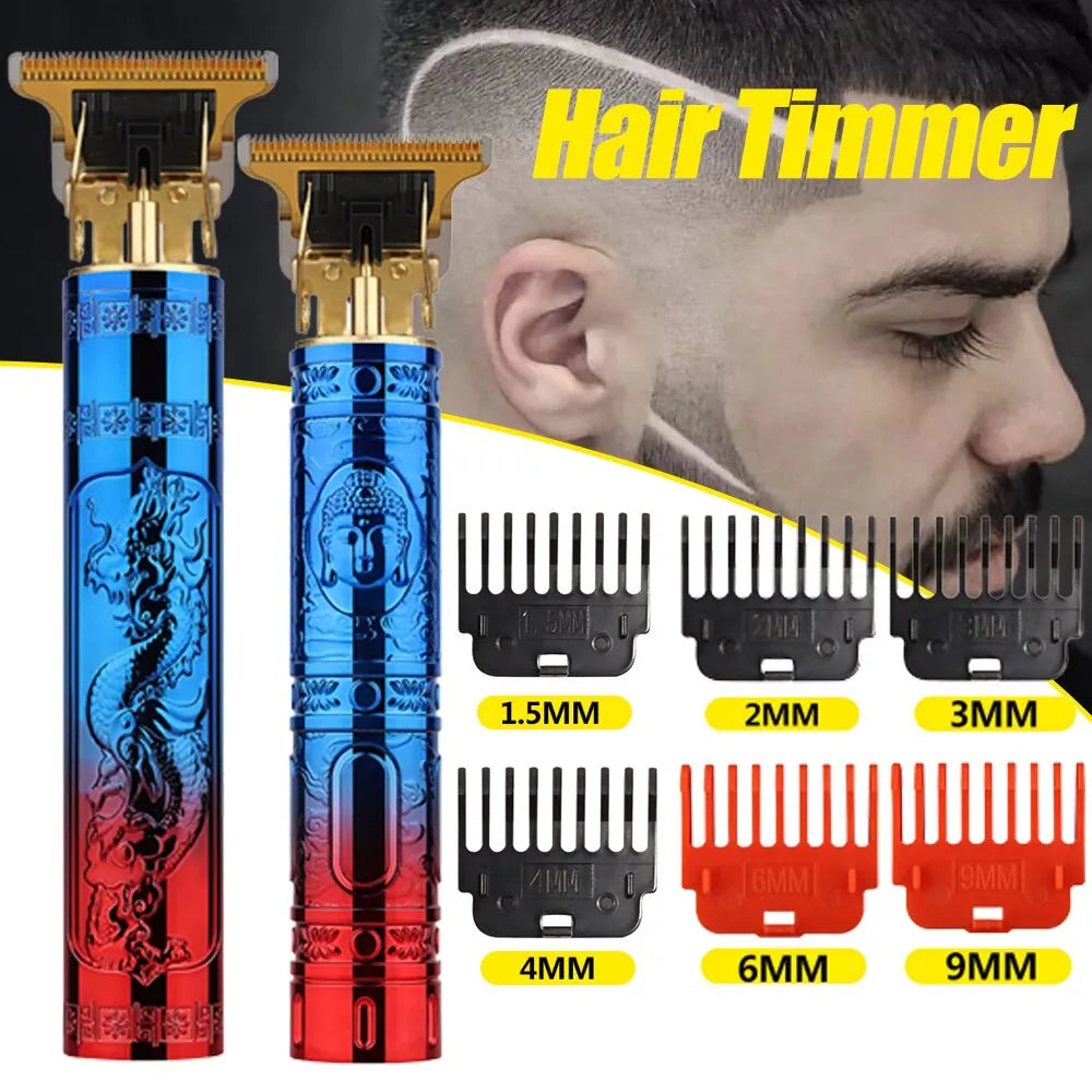 Vintage T9 Professional Hair Cutting Machine Hair Clippers Electric Hair Timmer Rechargeable Shaver Beard Trimmer for Men 6Combs