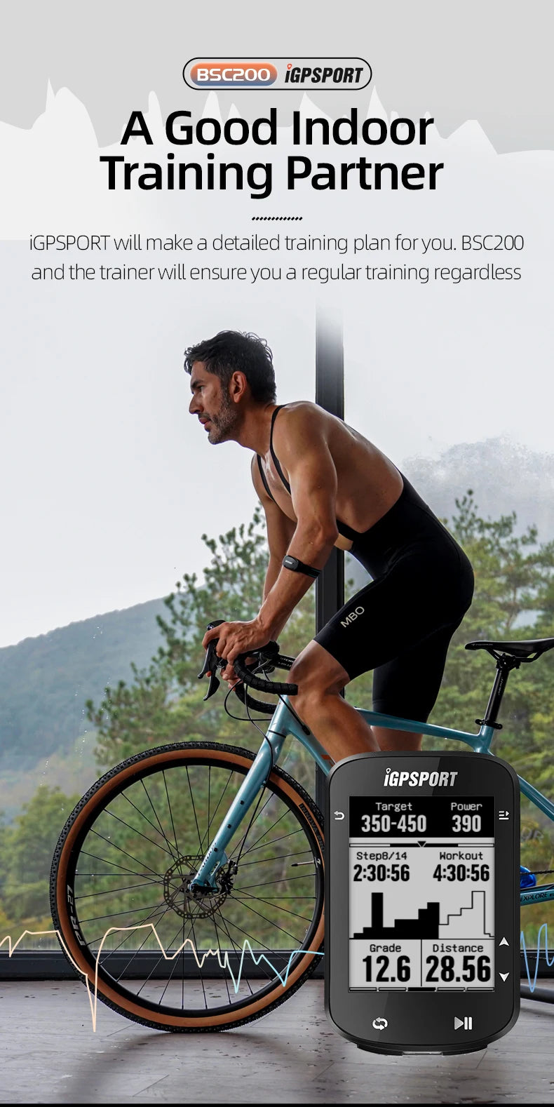 NEW Arrivals BSC200 GPS Bicycle Computer with Holder Set Cycling Odometer Wireless Speedometer Route Navigation ANT + Bluetooth5.0 Bikes Parts Accessories Sports Supplies