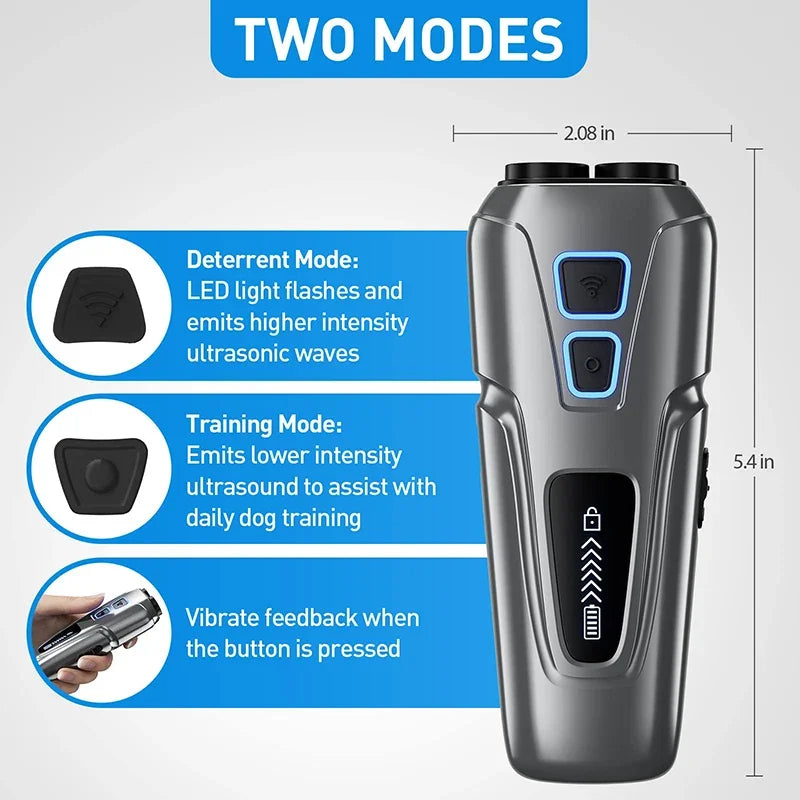 NEW Arrivals Dog Repeller Ultrasonic Pet Anti Barking Stop Control Bark Outdoor Training Device High Power Dog Repellent with LED Flashlight Dogs Pets Supplies