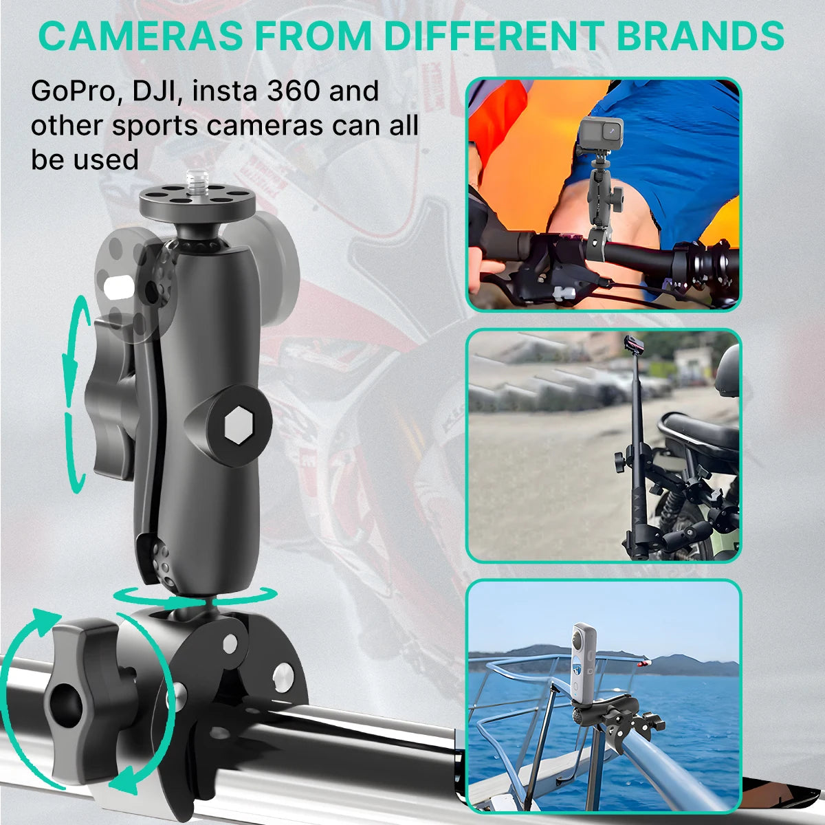 NEW Arrivals Bicycle Motorcycle Panoramic Selfie Stick For Insta360 Reels Video One X2 X3 X4 GoPro 12 11 10 DJI Monopod Mount Handlebar Bracket Accessory
