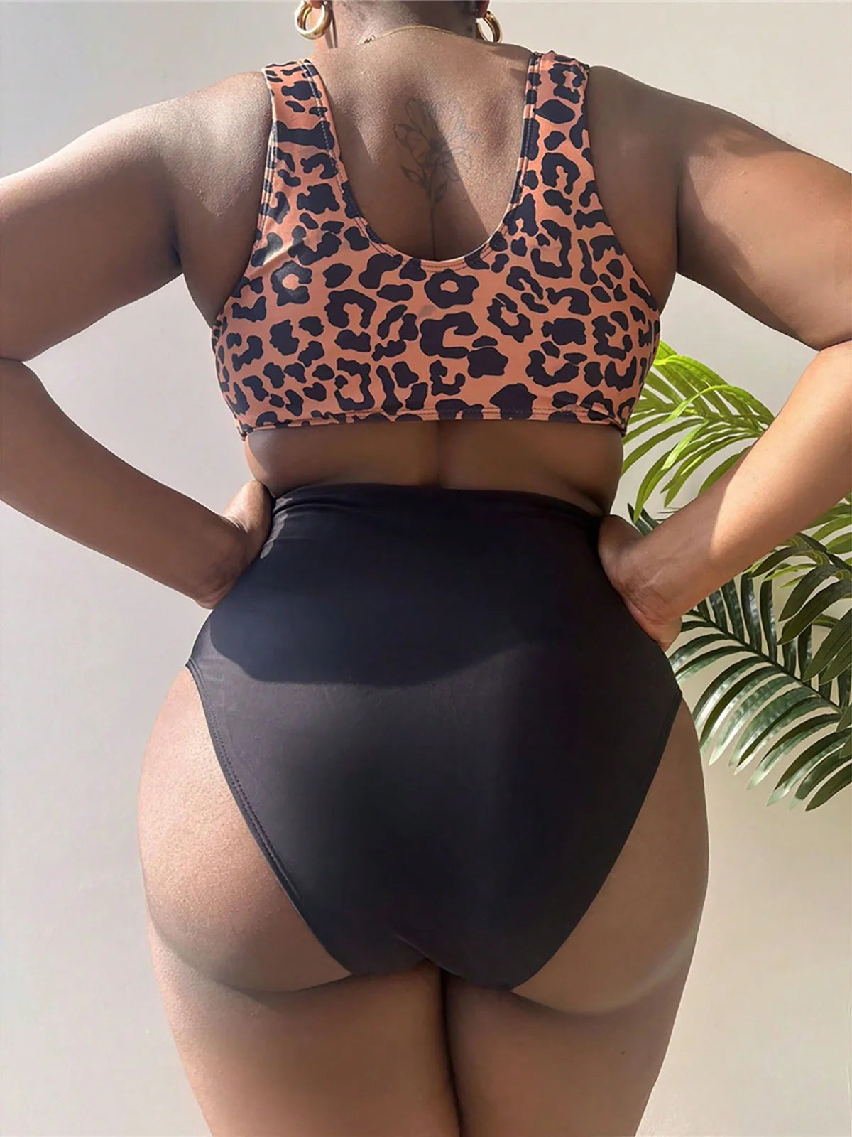 0XL - 4XL New Leopard Bikini Plus Size Large Size Swimwear Women Swimsuit Female Two-pieces Bikini set Bather Bathing Suit K4789