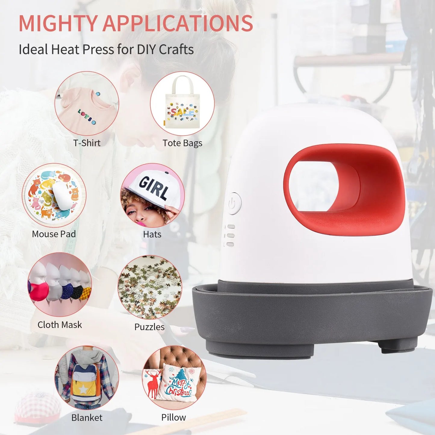 New Portable Mini Iron Heat Press Machine Short Sleeve DIY Label Hot Stamping Machine T-Shirt Printing Easy Heating Transfe