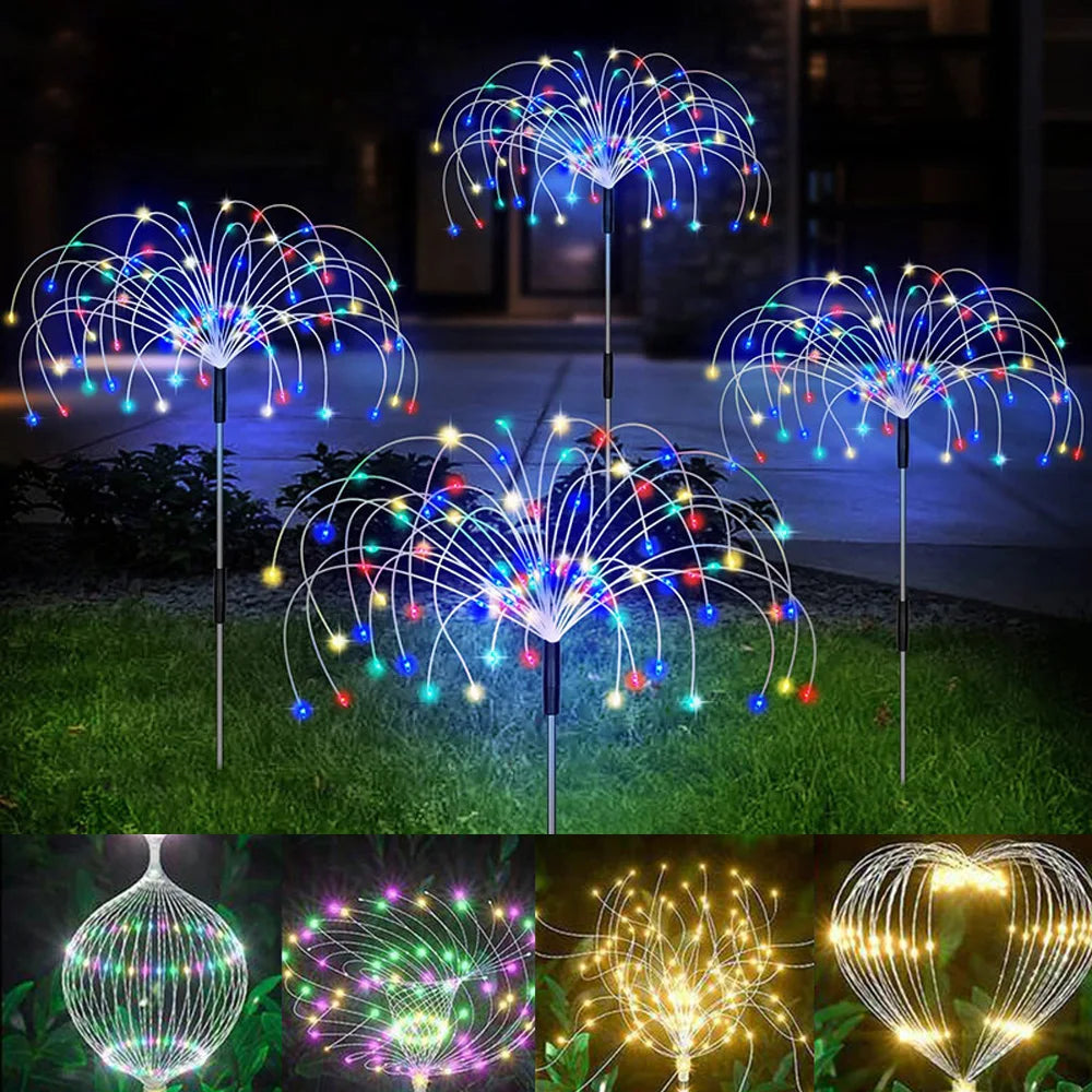 NEW Arrivals Solar Firework Light Grass Globe Dandelion 90/150/200 LED Fireworks Lamp For Garden Lawn Landscape Holiday Christmas Lights Home Garden Decoration Supplies