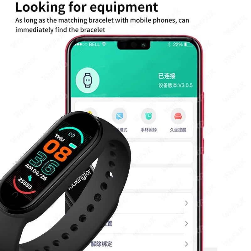 M6 Smart Watch Men Women Fitness Smart Bracelet Sports Band Heart Rate Blood Pressure Monitor Waterproof Multi-function Watches Accessories Products Electronics Sports Supplies