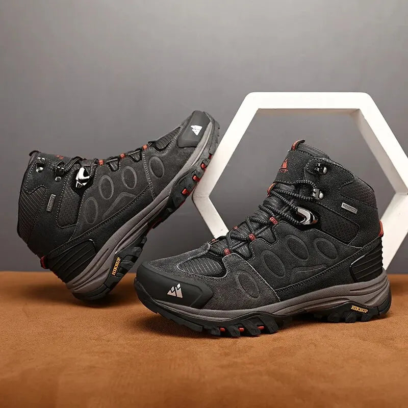 High-Top Men Hiking Boot Winter Outdoor Shoes Lace-Up Non-slip Sports Casual Trekking Boots Man Suede Warm Shoes