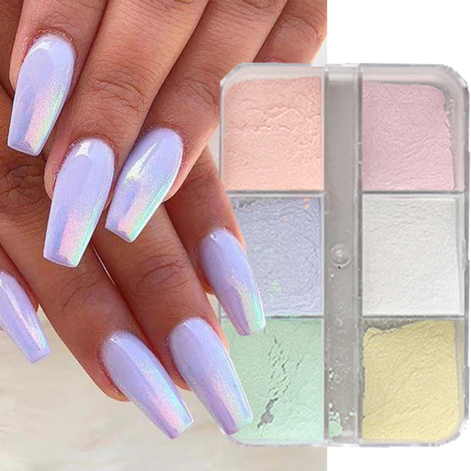 NEW Arrivals Moonlight Mirror Nails Powder Metallic Chrome Effect Pigments Gel Polish Laser Dust Glitter Aurora Shiny Pearl Nail Manicure Accessories Nail Care Products