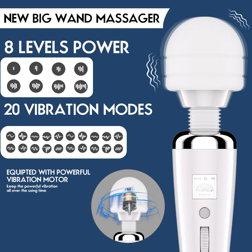 20 Modes AV Vibrator Wand Sex Toys for Women 20 Powerful Patterns G Spot Clitoris Stimulation Massager Personal Masturbator Products Erotic Goods Sex Toys Supplies