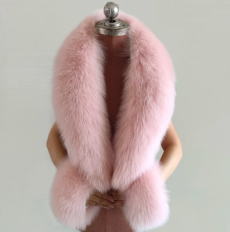 NEW Arrivals 6 Colors Set Women Winter 100% Natural Fox Fur Scarf Jacket Fur Collar Authentic Neck Scarves And Cuff Set Luxury Fox Fur Warm Neck Warmers Ladies Luxury Fashion Apparel Accessories