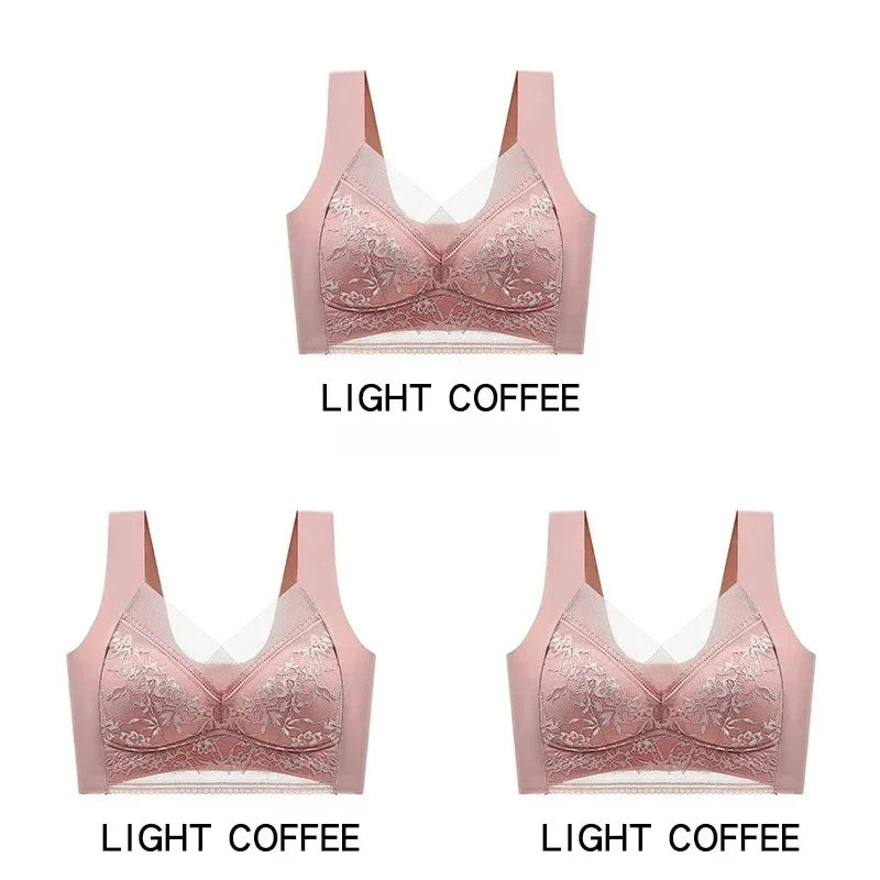 NEW Arrivals 3PCS Set 6 Colors/Patterns L-6XL(115KG) Women's Push Up Bralette Wireless Bras - 5cm Natural Lift, Seamless Lace Plus Size No Underwire Comfort