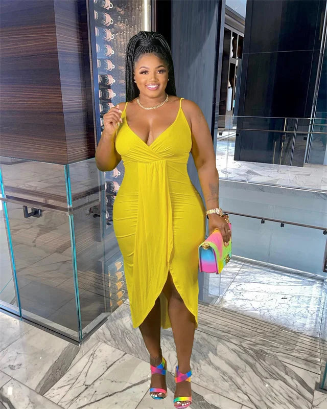 NEW XL-5XL Plus Size Women Dresses Summer Clothing Sexy Bodycon Stretch Sling Solid Maxi Party Dress Sexy Evening Party Summer Dress
