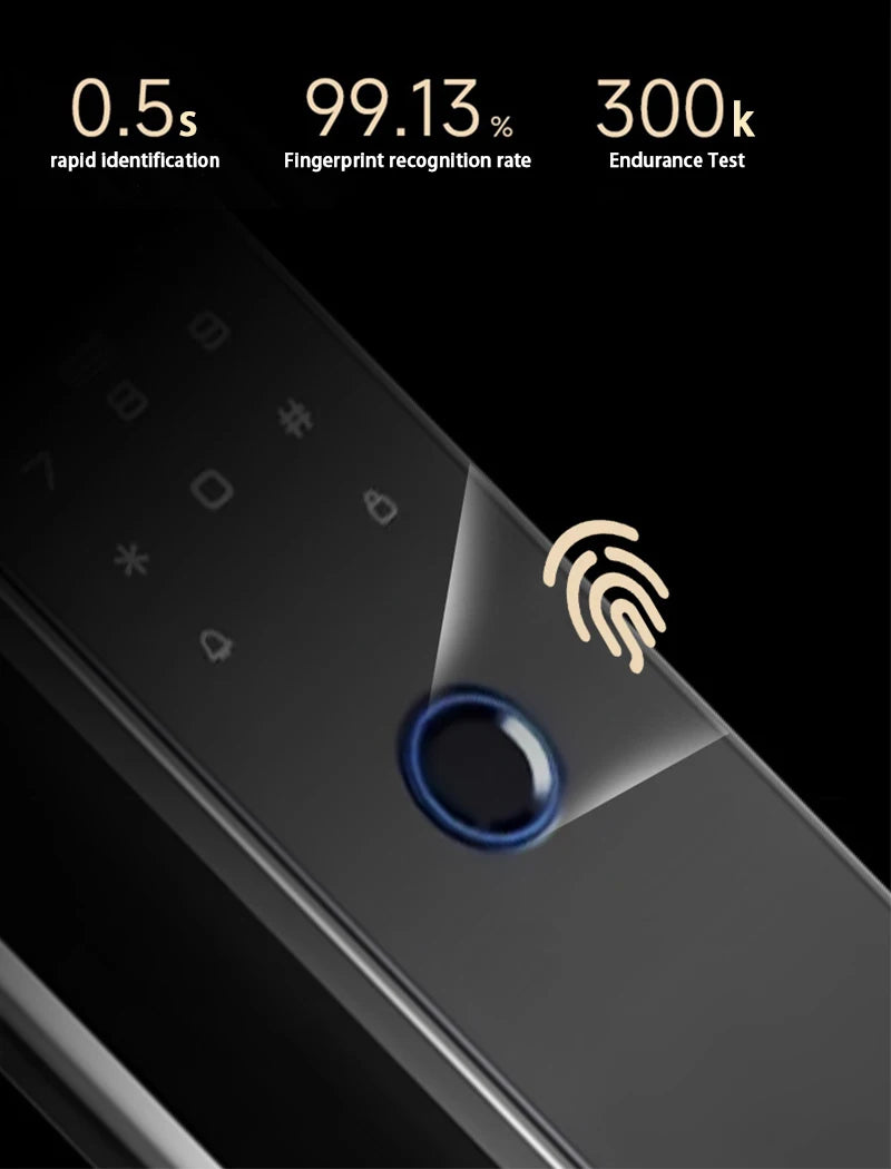 NEW 4 in 1 TUYA 3D Facial Recognition App WI-FI Password Fingerprint IC Card Portable Visual Doorbell Monitoring Camera Electronic Door Lock Home Apartments Office Security Supplies
