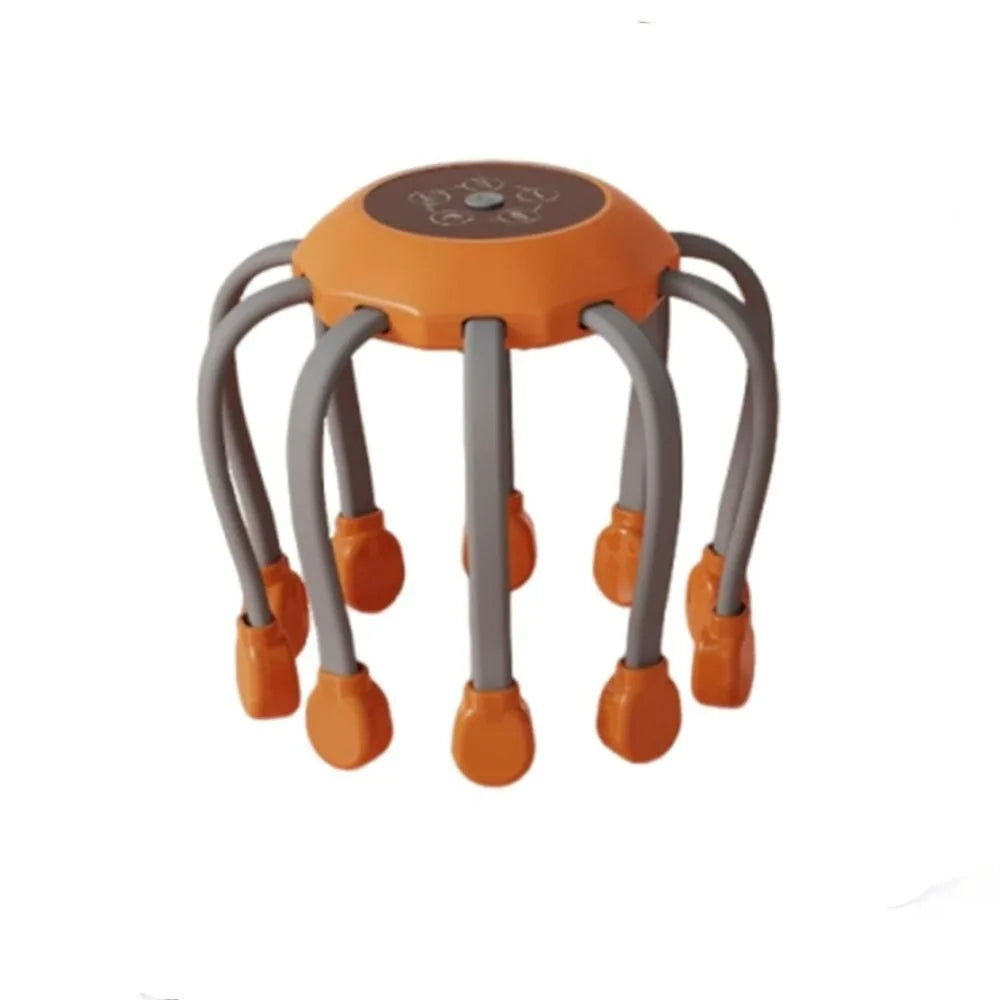NEW Arrivals 3 Colors Electric Octopus Claw Eight Claw Massager Stress Relief USB Charging Scalp Massager Therapeutic Hands Free Electric Head Massager Health Care Supplies