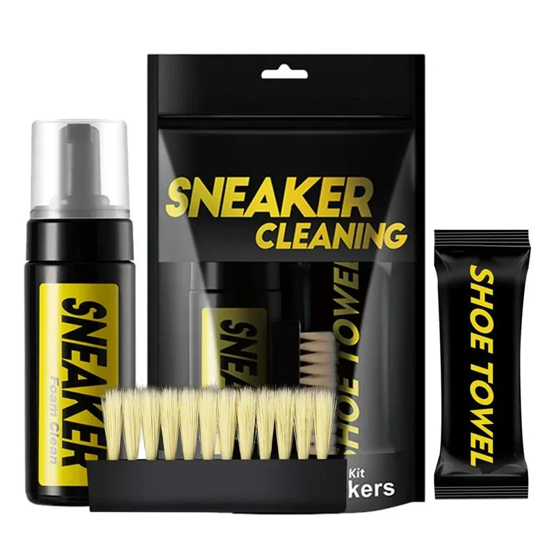 NEW 4PCS Set Sport Sneakers Shoes Cleaner Premium Water-Free Foam Sneaker Brush Towel Set Footwear Work on White Suede Boot 150ML Dry Cleaning Kit Sports Supplies