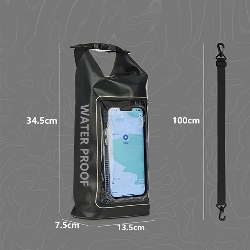 NEW Arrivals 2L 5L Dry Bag Swimming Pack Touch Screen Outdoor Waterproof Kayak Storage Bag Outdoor Beach Camping Kayak Trekking Drifting Rafting Surfing Boating Backpack Sports Accessories