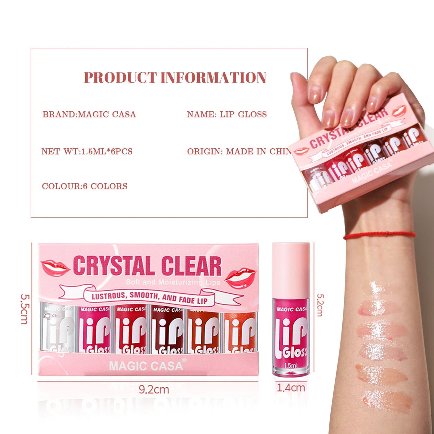 NEW Arrivals 6PCS Set Korean Small Bottle Hydrating Jelly Lip Oil Long-Lasting Moisturizing Smooth Shimmering Lip Hydrating Liquid Korean Skin Care Products