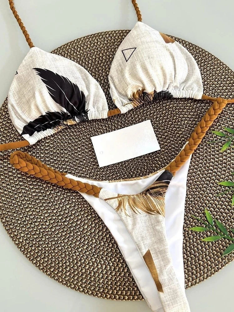 Swimwear Women Leopard Print Brazilian Bikini Set Sexy Thong Swimsuit Two Pieces Bathing Suit Women Beach Wear RUOTONGSEPT