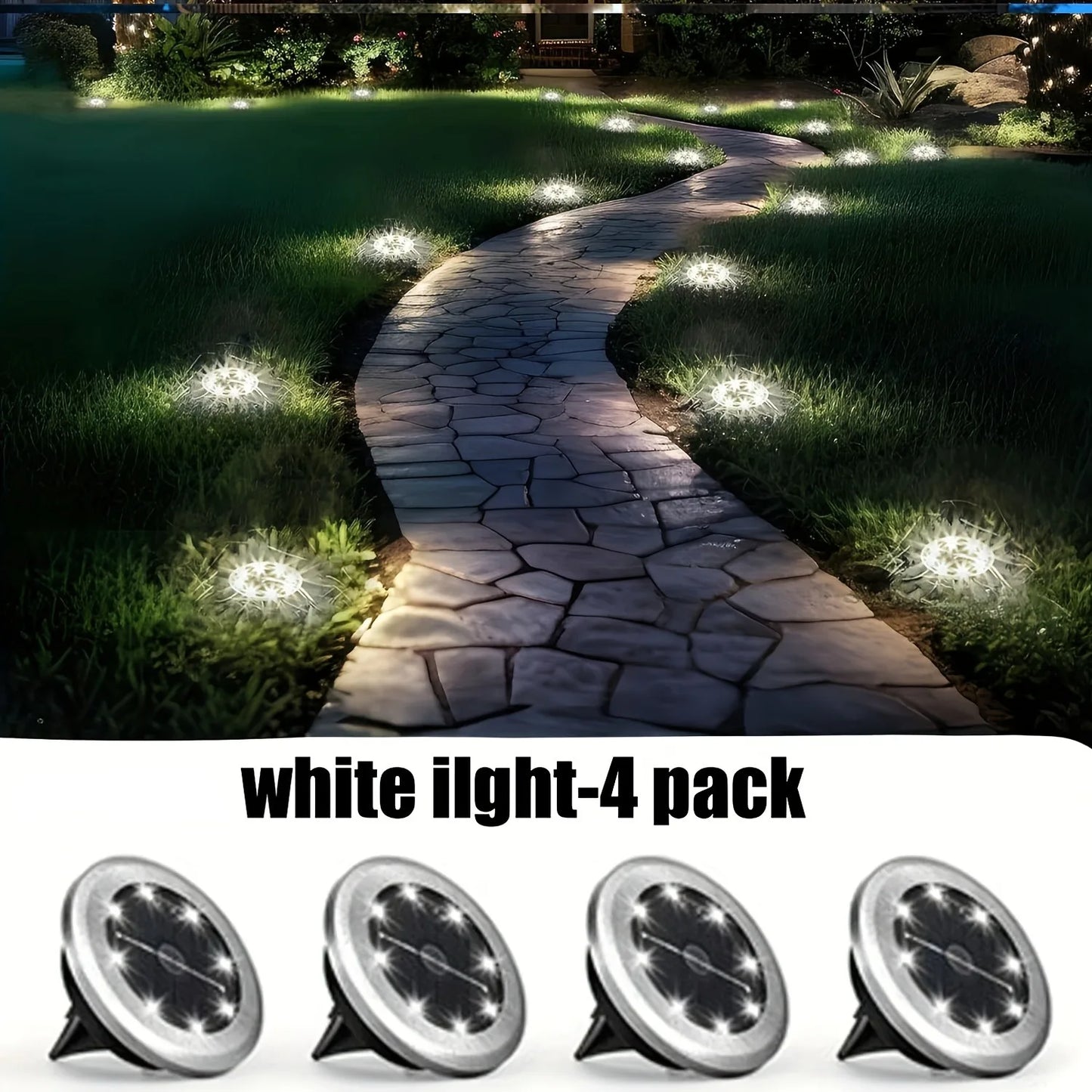 NEW Arrivals 8PCS Set LED Solar Ground Lights Outdoor Step Lights Warm/Cool White Solar Lights Decorative Landscape Lights for Paths Gardens Lawns Home Outdoor Garden Supplies