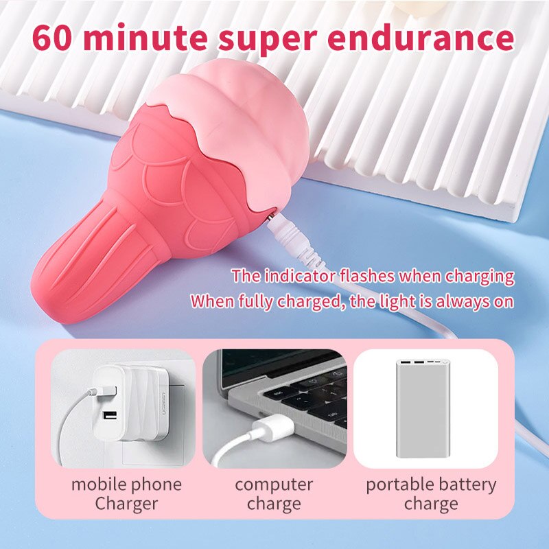 Female Icecream Tongue Oral Licking Vibrator Vagina Nipple Sucking G Spot Stimulate Adult Toys For Women