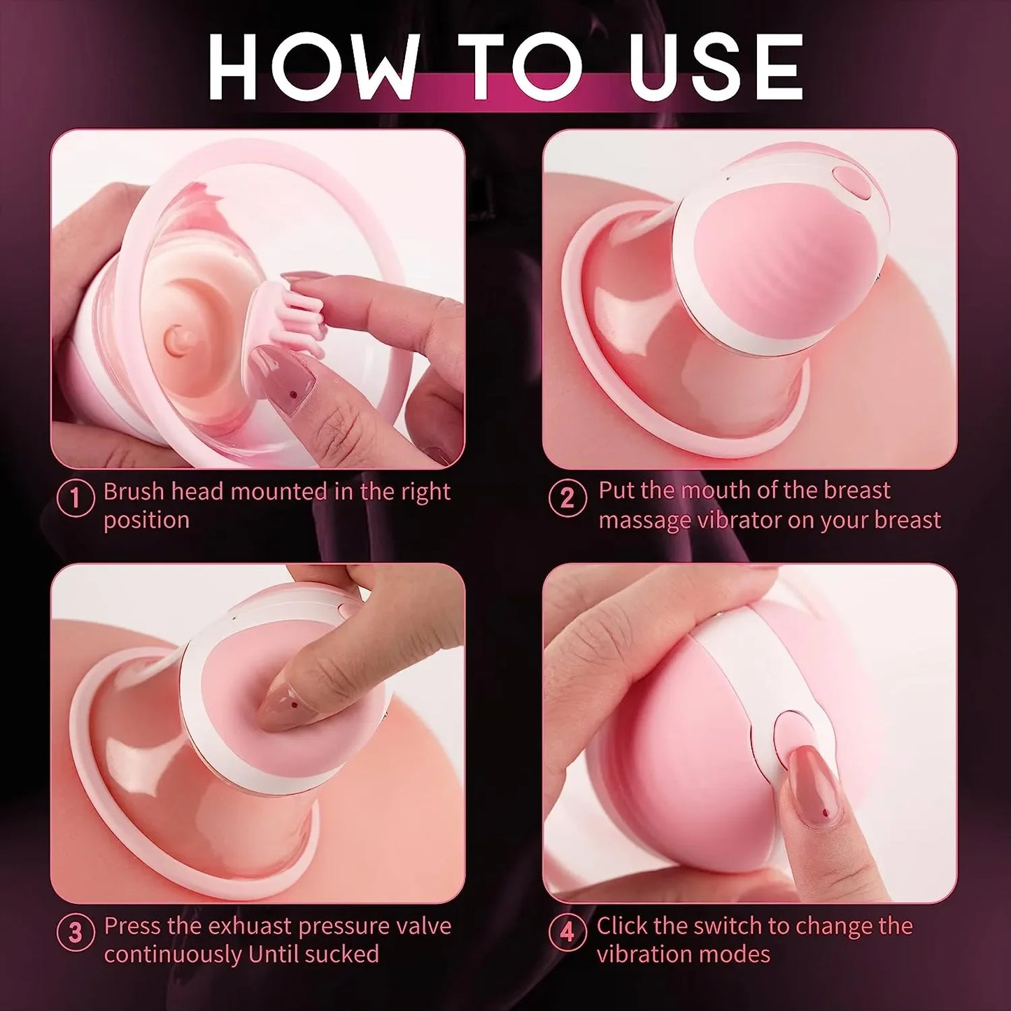 Breast Enlargement Sucking Vibrator Rotation Vacuum Pump Chest Cover Sucker for Women Nipple Stimulation Masturbator Sex Toy