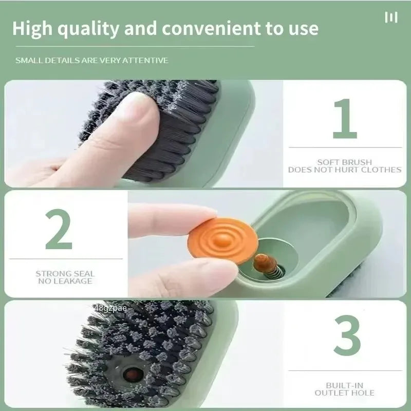 NEW Arrivals 3PCS Set Multi-Function Automatic Liquid Discharge Cleaning Brush–Shoe Brush & Clothes Cleaner, Perfect Household Cleaning Tool