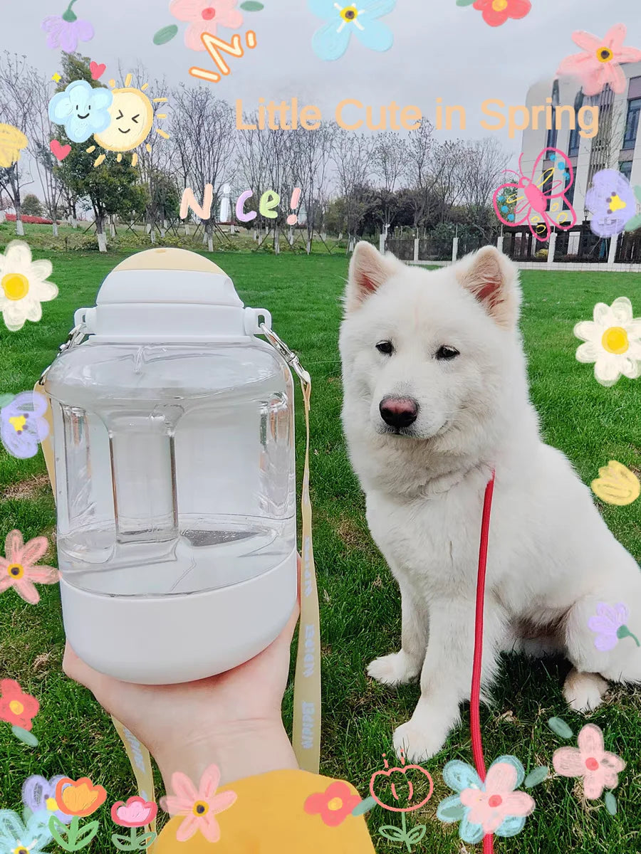 New Dog Ton Ton 1500ML Large Capacity Pet Outdoor Travel Hiking Running Drinking Pot Cat Water Dispenser Portable Cup Water and Food Integrated Bowl Pets Supplies