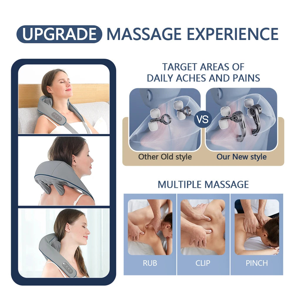 NEW Arrivals 20-26W Neck And Shoulder Massager Wireless Shoulder And Back Kneading Massage Shawl Trapezius Neck Cervical Massager Home Office Massage Relaxation Accessories Health Care Supplies