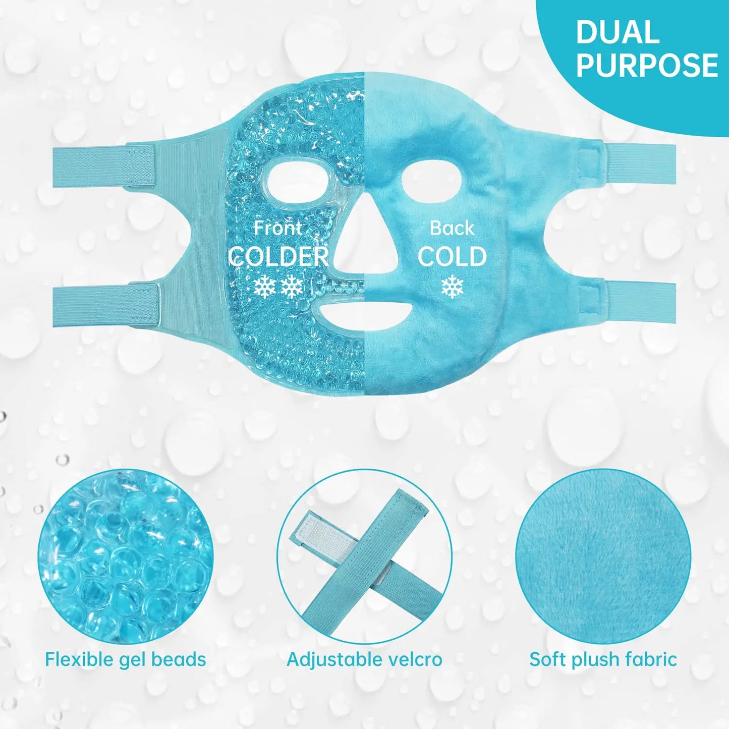 NEW Arrivals 2PCS Set 3 Colors Cooling Ice Face and Eye Mask for Reducing Puffiness, Bags Under Eyes, Sinus, Redness, Pain Relief, Dark Circles, Migraine, Hot/Cold Pack Ladies Beauty Salon Spa Supplies