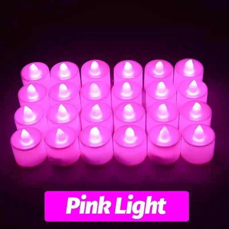 NEW Arrivals 24-48PCS Set Heart-Shape Led Candle Battery-Power Tealight Flameless Electronic Candles Christmas Wedding Party Romantic Atmosphere Decoration Table Lamps