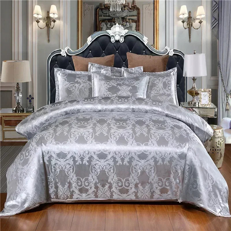 NEW Arrivals 3PCS Set 5 Colors High End Jacquard King Size Bedding Set Luxury European Wedding Bedding Sets Queen American Satin Double Duvet Cover Set 220x240