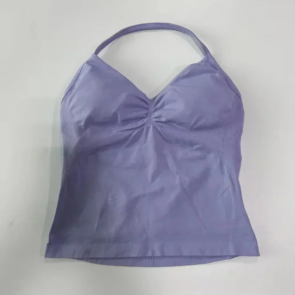 NEW Arrivals Halter Back Neck Top Push Up Vest Running Vest Sports Top Sports Bra Sports Vest Women's Sportswear Yoga Clothing
