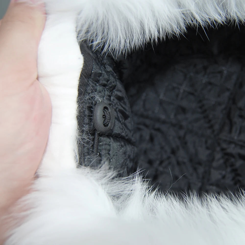 Luxury Siberian- Russian Style Female Round Cap Head Ears Cover Fashion Real Fur Hats Natural Fox Fur Women Winter Warm Bomber Hat Fluffy Popular Beanies Female Ladies Luxury Fashion Clothing Products