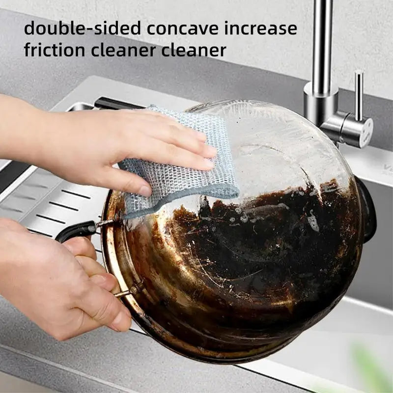 NEW 30PCS Set Double Layer Magic Cleaning Cloth Thickened Double-Sided Metal Steel Wire Rags Kitchen Dish Pot Wash Dishing Cloths Towel Clean Tools Household Supplies