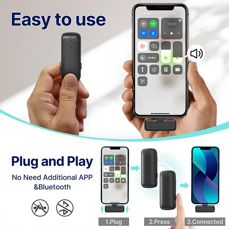 NEW!!!! HOT SALE!!!! J12 Wireless Lavalier Microphone Professional Portable 20M Receive Range Plug Play Mic For Smartphone Android iPhone16 15 14 13 12 Products Live Stream YouTube TikTok Reels Recording Electronics Sound Su